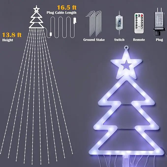 Outdoor Christmas Decorations Yard Star String Lights 420 LED Waterproof, 8 Lighting Modes Waterfall Lights for Yard Patio Garden Party (Cold White) by GreenHaven Gardens