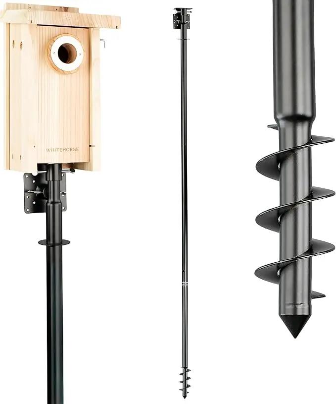 WHITEHORSE Bird House Pole Mount- A Professional Bird Feeder Pole for Outside - Very Sturdy Against Strong Winds - 7’ Tall Bird House Poles for Outdoors - Pole for Bird Feeders - Bluebird House Pole by GreenHaven Gardens