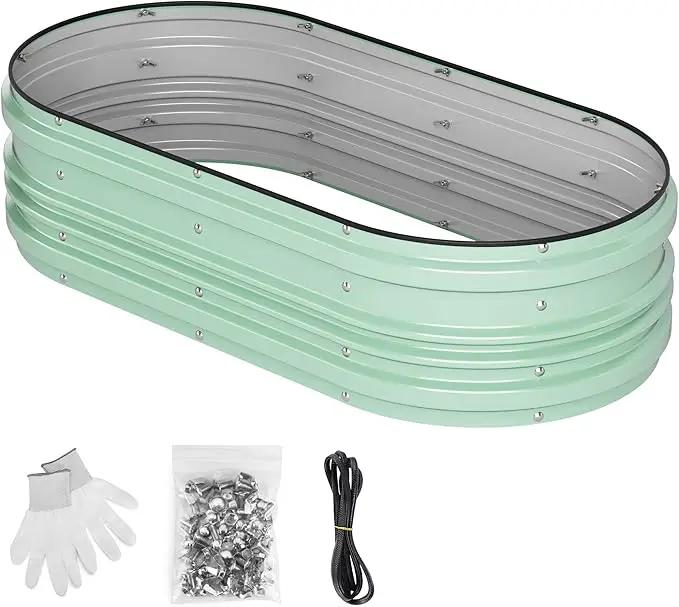 WORKPRO 4x2x1ft Galvanized Raised Garden Bed Set, Rust & Corrosion Protection, Easy Assembly, Safe Edge, Ideal for Vegetables & Flowers, Green by GreenHaven Gardens