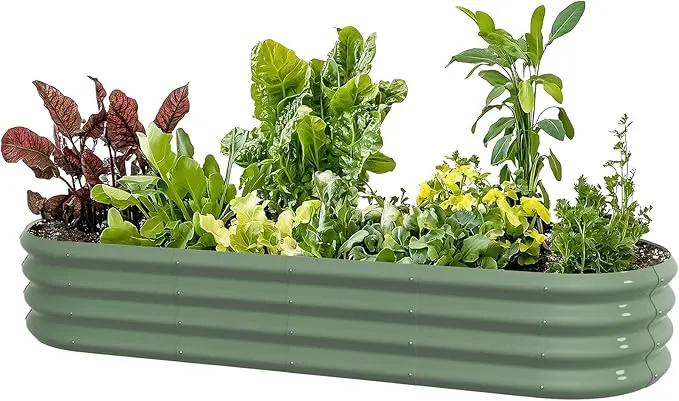 6x2x1ft Oval Galvanized Raised Garden Bed Outdoor 9-in-1 Large Metal Modular Planter Box Raised Beds for Gardening,Vegetables,Fruits,Flowers & Herbs (Green) by GreenHaven Gardens