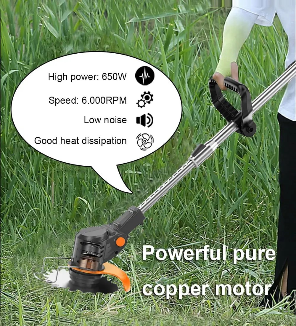 Electric Weed Wacker 24V Battery Electric WeedWacker with 6,000 RPM and 650W Motor Weed Wacker Cordless with 2 Batteries 2.0Ah The Perfect Partner for Garden and Lawn Care by GreenHaven Gardens