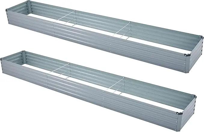 12x2x1ft(2 Pack) Galvanized Raised Garden Bed,Outdoor Planter Box Metal Patio Kit Planting Bed for Vegetables Flowers Herb,Grey by GreenHaven Gardens