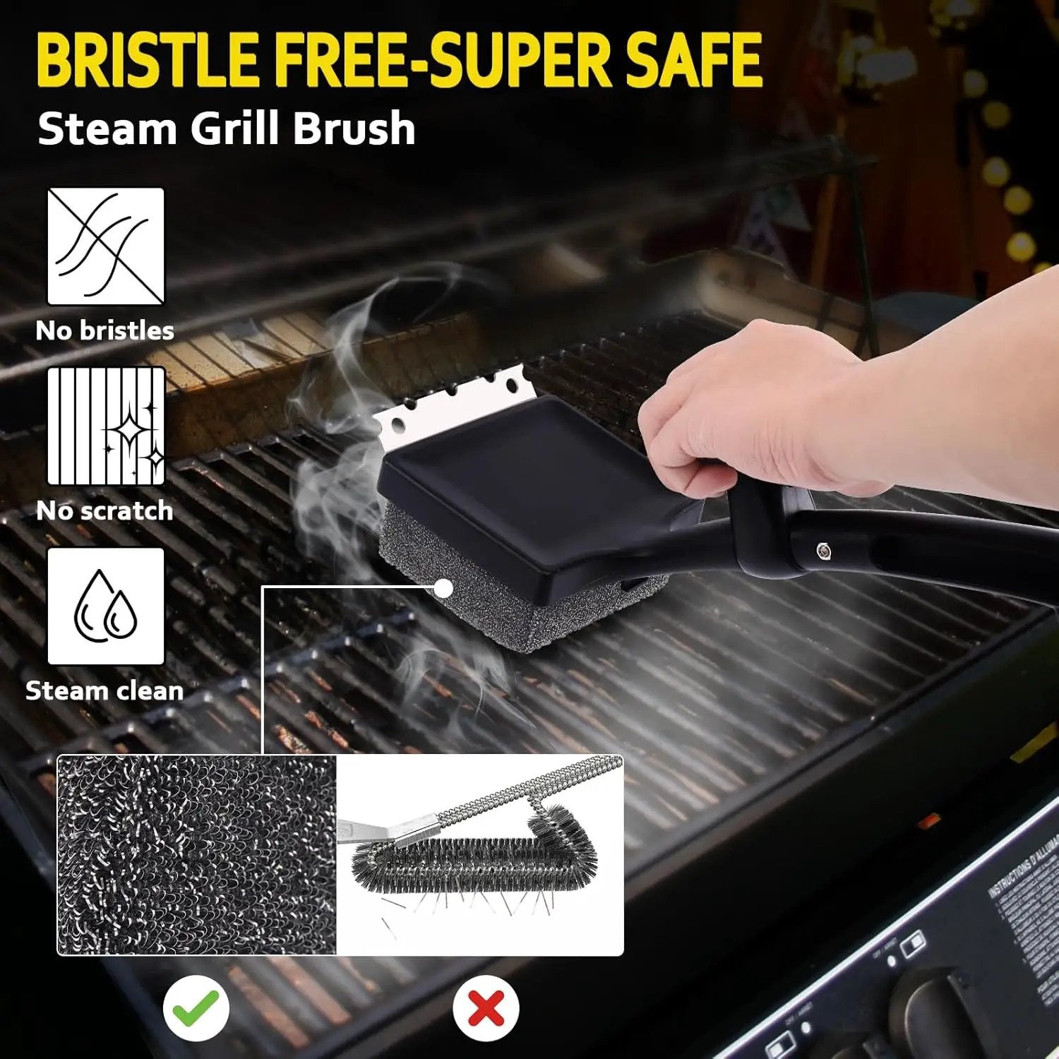 Grill Brush Brsitle Free, Replacement Cleaning Head, Heat-Resistant Kevlar Head for Steam Grill Brush(Only Replaceable Cleaning Head) by GreenHaven Gardens