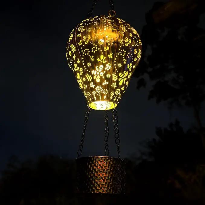 2-Pack Bee Decor Hot Air Balloon Solar Lantern – Outside Decorative Hanging Light for Garden Yard Patio Porch Lawn and Pathway – Unique Housewarming, Birthday Gift for Women Mom Grandma by GreenHaven Gardens