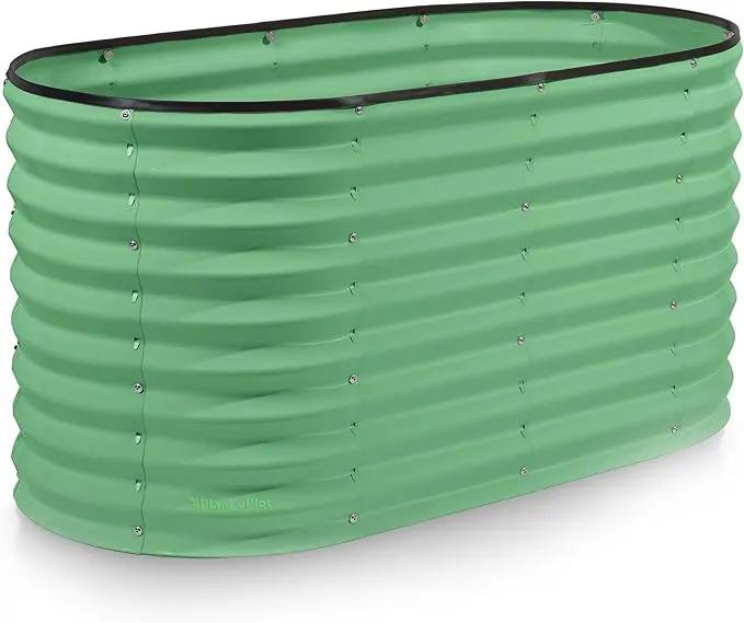 Galvanized Raised Garden Beds Outdoor // 4×2×2 ft Planter Raised Beds for Gardening, Vegetables, Flowers // Large Metal Garden Box (Light Green) // Patented Tool-Free Design by GreenHaven Gardens