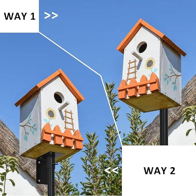 ERYTLLY Bird House Pole Mount Kit 80 Inch - Adjustable Hummingbird Bird Feeder Post Support Rod Universal Stand Set with 5 Prongs for Outdoor, Yard, Garden Decor, Black by GreenHaven Gardens
