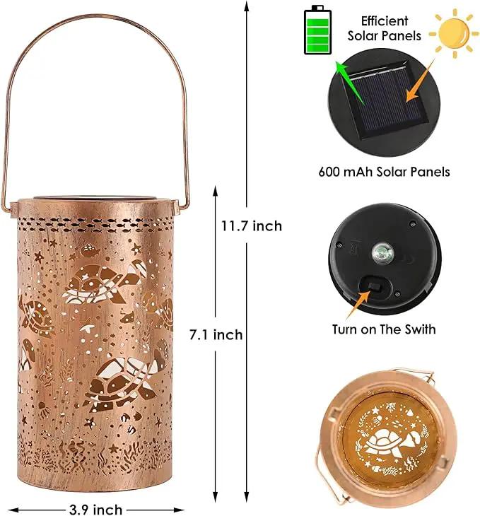 Fabuday Turtle Solar Lanterns Outdoor Waterproof - Metal Hanging Solar Powered Lights Led for Outside, Patio, Porch, Balcony, Yard and Deck Garden Decor, Gardening Decorations Gifts for Women Mom by GreenHaven Gardens