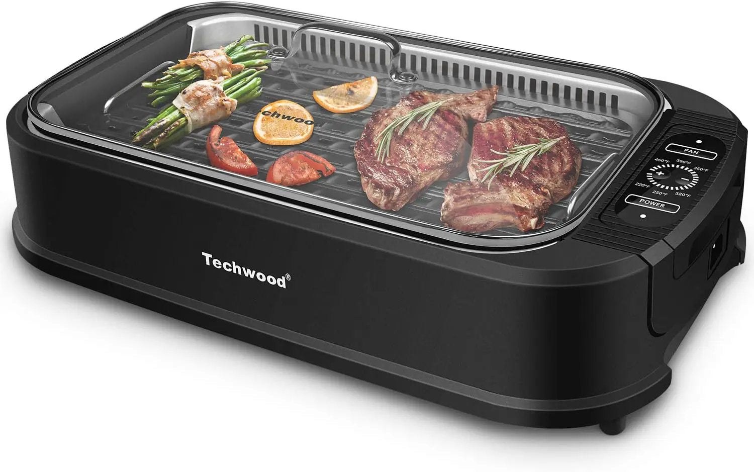 Techwood 1500W Smokeless Indoor Electric Grill with Non-Stick Plates and Tempered Glass Lid - Korean Grill with Temperature Control by GreenHaven Gardens