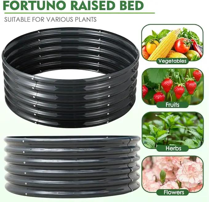 FORTUNO High Round Galvanized Raised Garden Bed Kit Box Dia 3 x H 1.5Ft (2 Pack) Metal Outdoor Flower Bed Steel Patio Ground Planter for Planting Vegetables and Herb, Dark Grey by GreenHaven Gardens