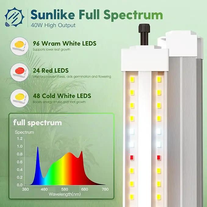 FREELICHT Grow Lights for Indoor Plants with Stand, 40W Full Spectrum, 3 Installation Methods, 4FT LED Plant Grow Light with 53'' Height Adjustable Stand for Hydroponic Seeding Indoor Tall Plants by GreenHaven Gardens