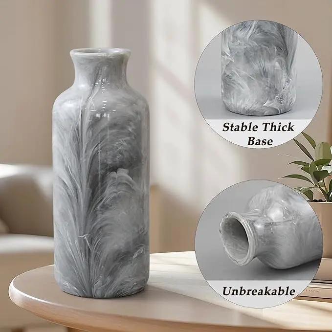 Resin 3 Piece Vase Set, Farmhouse Decor, Home Decorative Vase, Vases for Your Kitchen, Bedroom, Office, Living Room, Bathroom, & Shelf Centerpiece Table Decorations, Grey by GreenHaven Gardens