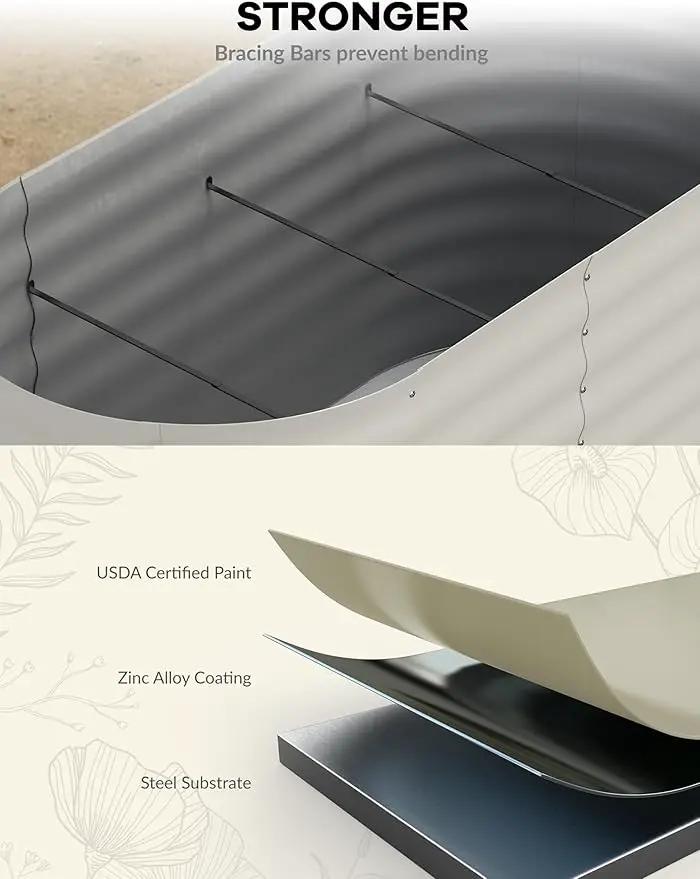 6x3x2 ft Raised Garden Bed,Galvanized Raised Planter Boxes Outdoor with Easy Assembly, Large Garden Bed for Vegetables, Fruits, Flower,Raised Garden Bed,Beige by GreenHaven Gardens