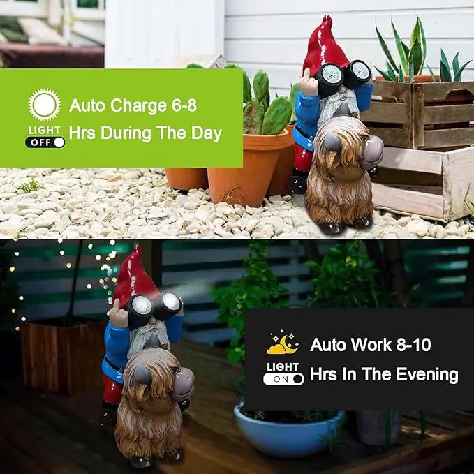 Gnome Garden Statue Solar Lights Outdoor Binoculars on Highland Cow,Birthday Gifts for Women/Men, Housewarming Gifts,Outdoor Decor for Balcony,Garden,Patio,Yard,Lawn(Cow Gnome) by GreenHaven Gardens