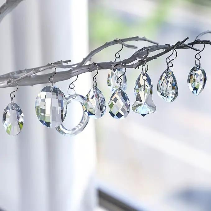 H&D 11pcs Clear Crystal Chandelier Lamp Lighting Drops Pendants Balls Prisms Hanging Glass Prisms Parts Suncatcher Home/House Decor by GreenHaven Gardens