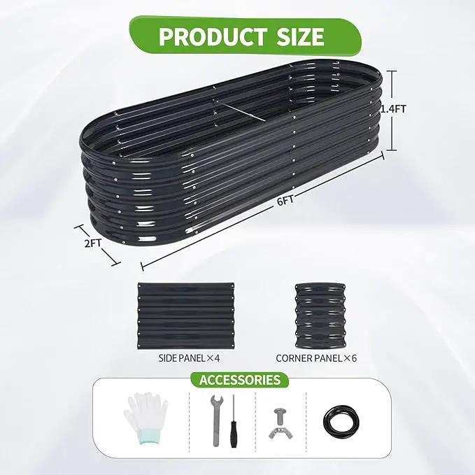 Galvanized Raised Garden Bed Outdoor- Raised Beds for Gardening| Metal Planter Box, Steel Raised Garden Bed Kit with Safety Edging and Gloves for Vegetables, Flower, Herbs (6x2x1.4FT, Gray) by GreenHaven Gardens