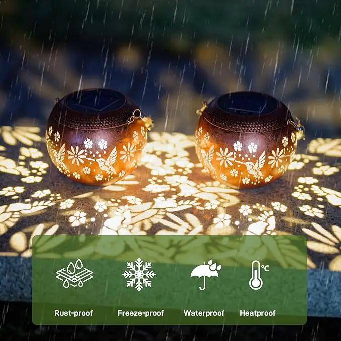 Starsoul 2 Pack Solar Lanterns Waterproof Outdoor, Hummingbird Hollow Out Decoractive Hanging Solar Lantern Lights for Outside Garden Yard Porch Tabletop Patio Decor, Gardening Gifts for Women Mom by GreenHaven Gardens