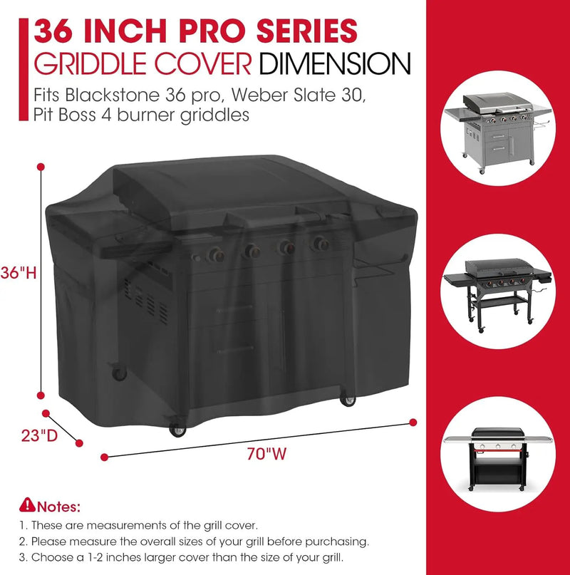 Unicook 70 Inch Griddle Grill Cover for Blackstone 36 Inch ProSeries, Heavy Duty Waterproof Large Flat Top Grill Cover with Sealed Seam, Compare to Blackstone 5005, 5482, Black by GreenHaven Gardens