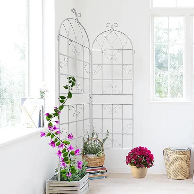 4 Pack Metal Garden Trellis 71" Fence Rustproof Garden Trellis for Climbing Plants Support Roses Flower Outdoor Lawn, Cream White by GreenHaven Gardens