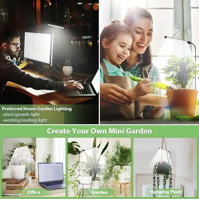 Juhefa Grow Light for Indoor Plants Growing, 6000K Full Spectrum Gooseneck Plant Lamp for Seedings Succulents Small Plants, Auto On/Off Timing & 5 Dimming, 1-PACK by GreenHaven Gardens