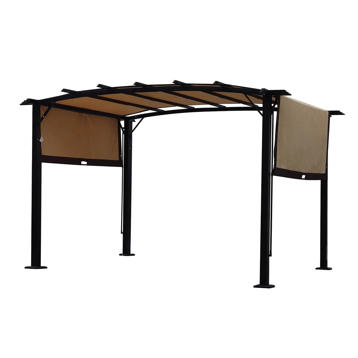 Outdoor Patio Pergola Gazebo - Steel Frame Sun Shelter With Retractable Canopy by Unique Piece Furniture