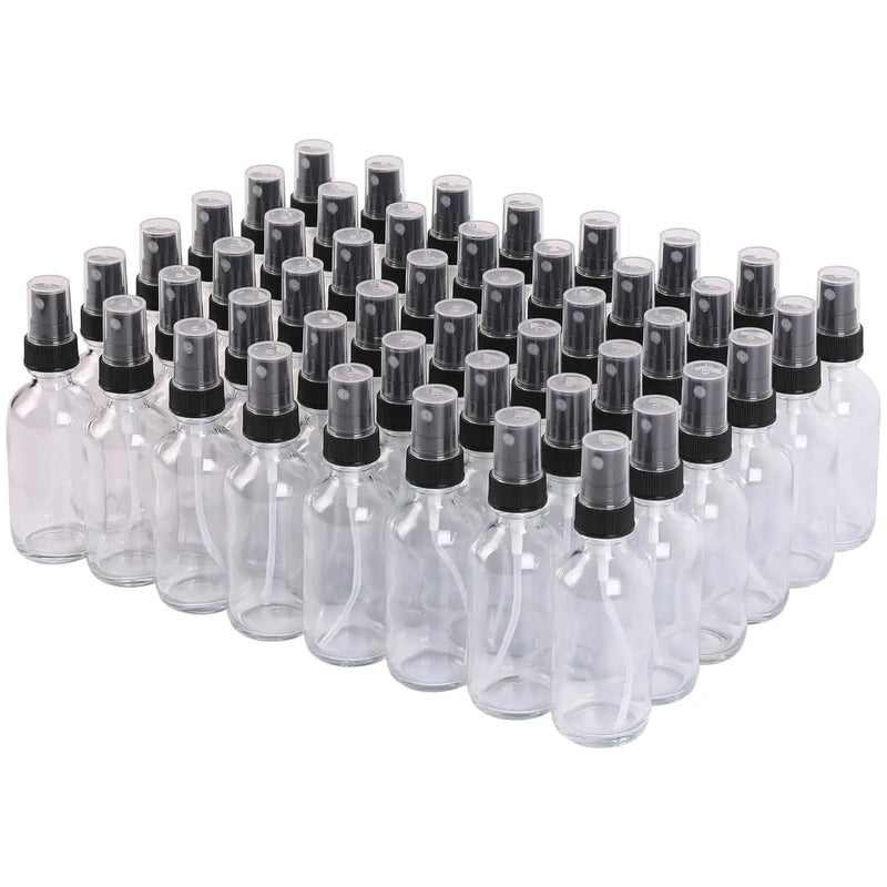 Clear Glass Small Spray Bottles 2 oz 48 Packs,Fine Mist Sprayer Pretty Finish,Refillable Containers mini spray bottles for Cleaning Solutions and Skin Care (Clear 48Pack) by GreenHaven Gardens