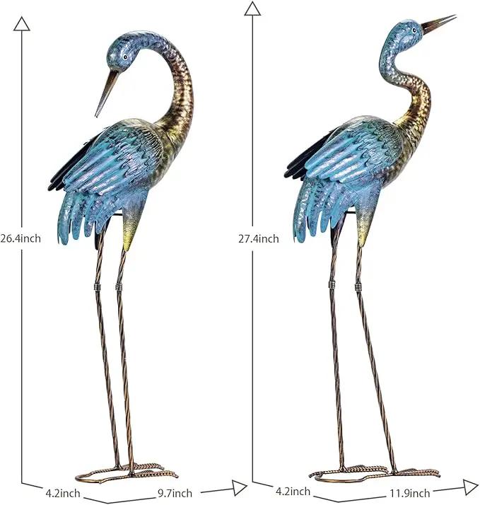 Natelf Garden Crane Statues Outdoor, Standing Blue Heron Decoy Sculptures, Metal Bird Yard Art for Lawn Patio Backyard Decoration(Set of 2) by GreenHaven Gardens