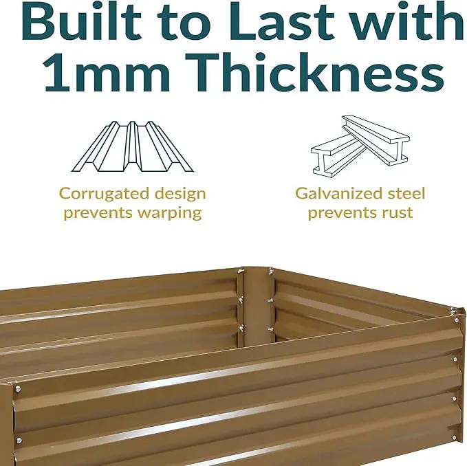 Sunnydaze 11.75" H Raised Metal Garden Bed - Galvanized Raised Garden Bed Outdoor for Vegetables and Flowers - Brown - 4' x 3' Rectangle by GreenHaven Gardens