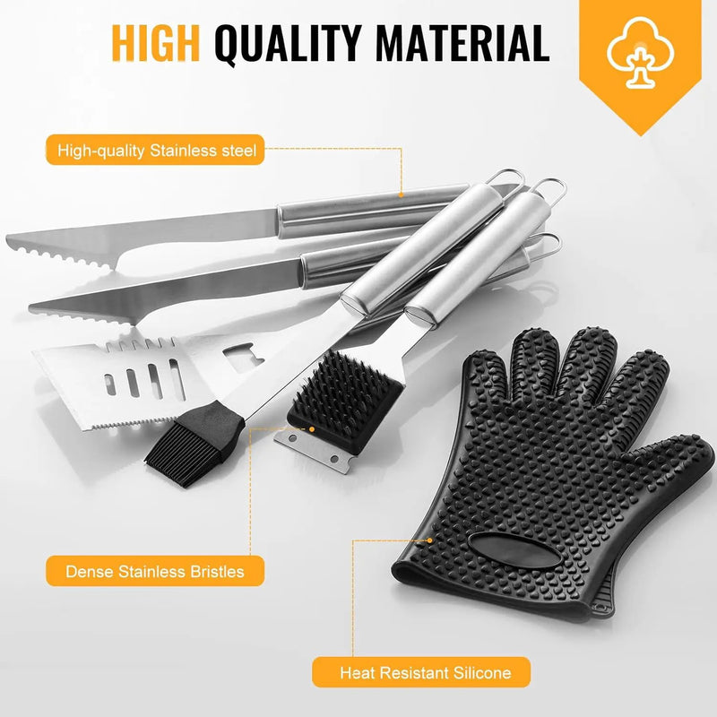 22Pcs Grilling Accessories, BBQ Accessories with Aluminum Case, Stainless Steel Grill Set Tools for Outdoor Camping&Barbecue, Grilling Gifts for Men Dad Fathers Day by GreenHaven Gardens