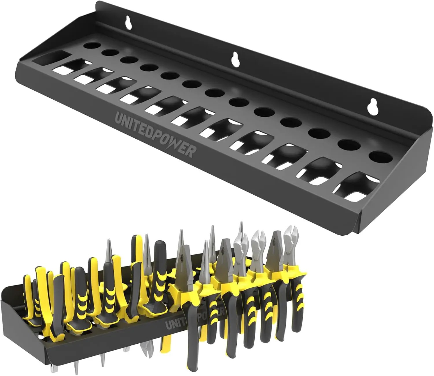 UNITEDPOWER Pliers Holder, Wall Mount Storage Rack Organizer for Workshop, Shed, Garage, Home, Stores up to 12 Pliers or Small Tools by GreenHaven Gardens