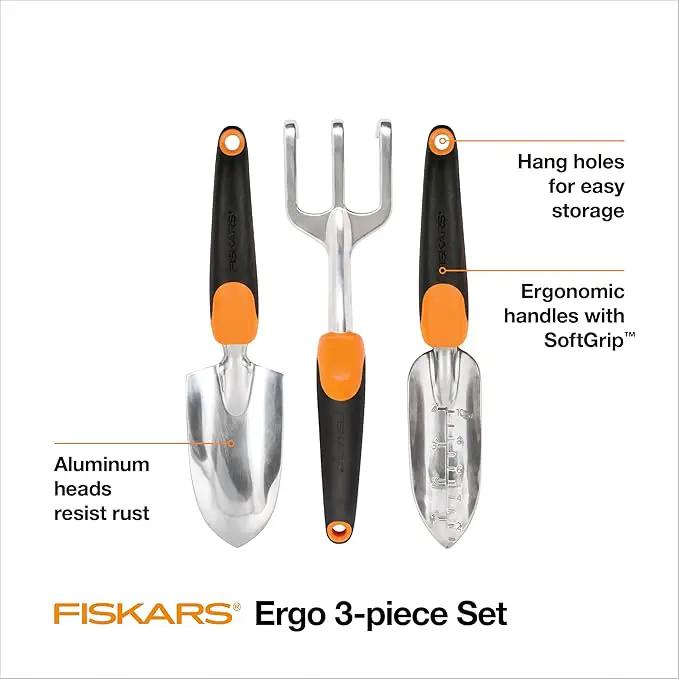 Fiskars 3-in-1 Garden Tool Set, Includes Trowel, Transplanter, and Cultivator for Outdoor Gardening, Ergonomic Yard Tool Kit by GreenHaven Gardens