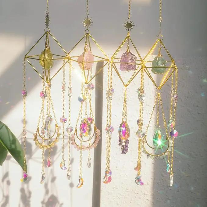 Crystal Suncatcher Lapis Lazuli, Blue Sun Catcher Hanging Decor, Blue Lazurite Crystal Window Hanging, Gemstone Prism, Boho Chic Decor, Raw Natural Stone (Lazurite) by GreenHaven Gardens