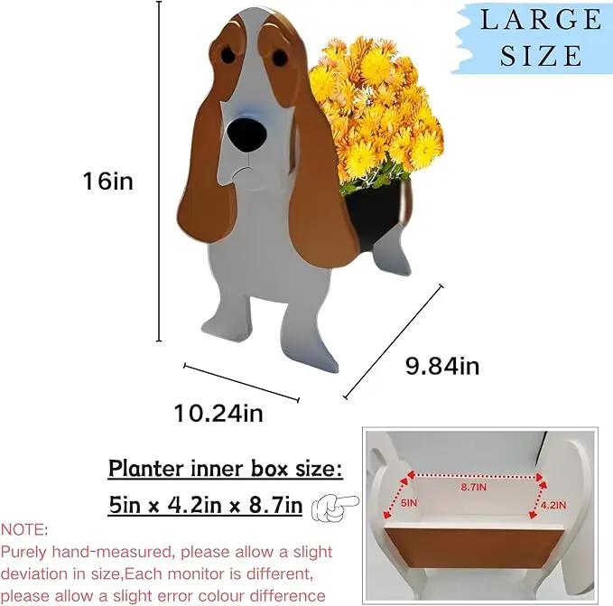 Basset Hound Dog Planter Plant Pots,Cute Garden Dog Flower Planter,Large Dog Planters Birthday Gifts for Women,Office,Indoor/Outdoor Decor(9.84 * 10.24 * 15.75in) by GreenHaven Gardens