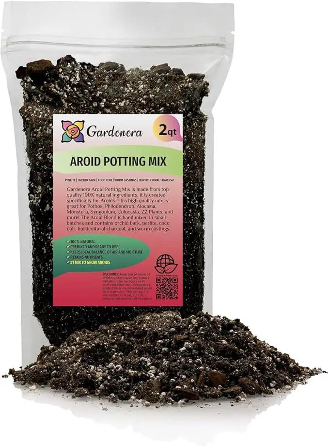 Premium Aroid Potting Mix - Soil Free Blend for Aroids - Growing Medium for House Plants by Gardenera - (2 Quart Bag) by GreenHaven Gardens