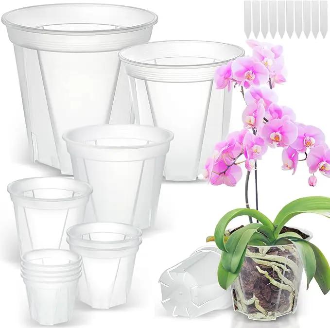 3.9-9.4 Inch Big Size Clear Nursery Pots with Drainage, 6 Sizes 10 Packs Nursery Garden Pots with 10 Plant Labels for Seedling Plants, Nursery Pots Variety for Indoor Outdoor Seed Starter Flower Pots by GreenHaven Gardens