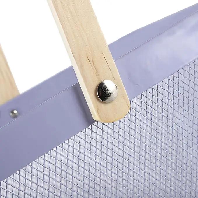 Metal Mesh Steel Basket, Storage Organizer Basket Multi-functional Hanging Kitchen Baskets Fruit Basket Bin with Bamboo Handle for Kitchen Bathroom Picnic Shopping Decor Cabinet Home, Purple by GreenHaven Gardens