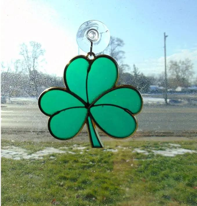 Shamrock Suncatcher Gift Set Irish Blessing Prayer Card and Irish Sun Catcher by GreenHaven Gardens