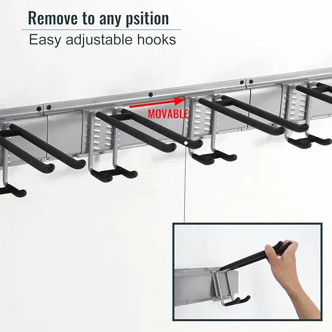 Wall Mount Tool Storage Rack, Heavy Duty Garage Organizer, Garden Hooks and Hangers, Hold Up to 350lbs Grey AK806 by GreenHaven Gardens