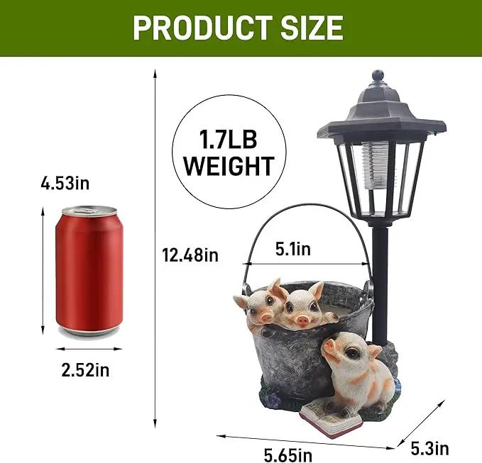 Outdoor Pigs Statues Solar Sculptures with Solar Lights and Flowerpot Funny Garden Decor Animal Figurines Resin Outdoor Statues for Patio Yard Lawn Balcony Gifts by GreenHaven Gardens