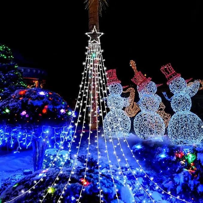 Christmas Decoration Lights, Outdoor Christmas String Lights 320 LED 11.5 Ft Waterfall Tree Lights with Big Star Topper 8 Light Modes for Christmas New Year Holiday Garden Yard Indoor Outdoor Decor by GreenHaven Gardens