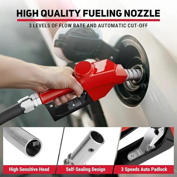Fuel Hose Reel 1" x 50FT Extra Long Retractable Diesel Reel 300 PSI Auto Swivel Rewind Diesel Hose Reel with Fueling Nozzle Industrial Carbon Steel for Vehicle Tank Truck Trailer Ship, Red by GreenHaven Gardens