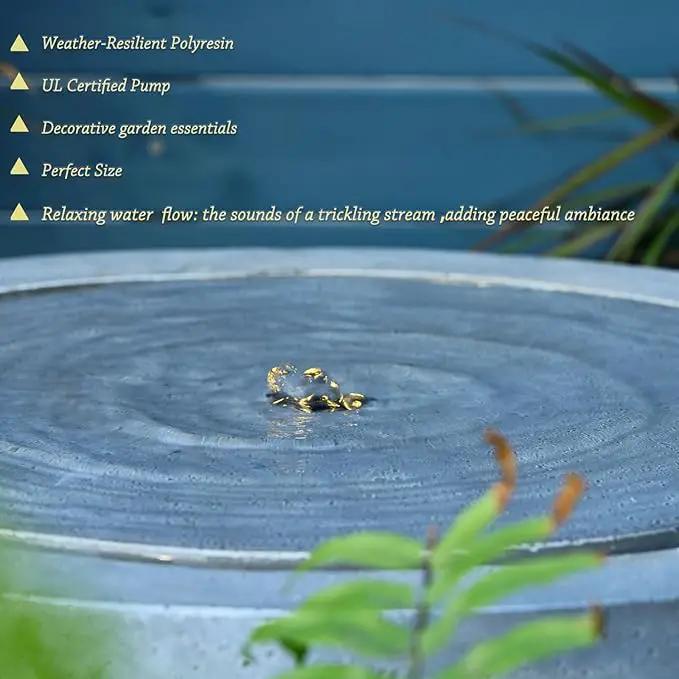 Garden Water Fountain Outdoor Large Round Bubbler Water Feature Indoor with Lights & Pump and Pebbles Concrete Effect for Patio Pool Pond Yard Home Decor Gray, 25 "L X 25" W X 17.5" H by GreenHaven Gardens