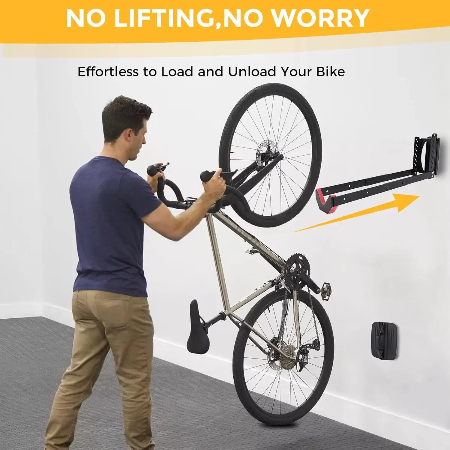 Swivel Bike Wall Mount, Vertical Bicycle Hook Hangers, Can Hold Up to 77 lbs, Cycle Wall Hanger for 16-29 Inch Diameter Wheels by GreenHaven Gardens