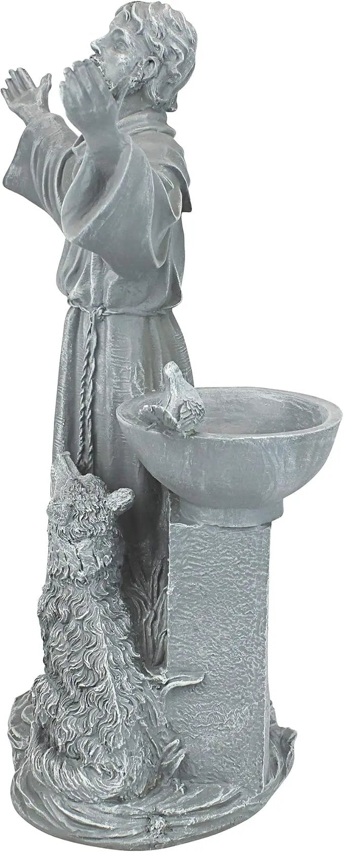 Design Toscano Francis of Assisi Blessing Religious Garden Decor Statue with Bird Bath Feeder, 19 inches Tall, Cast Stone Resin, Gray Stone Finish by GreenHaven Gardens
