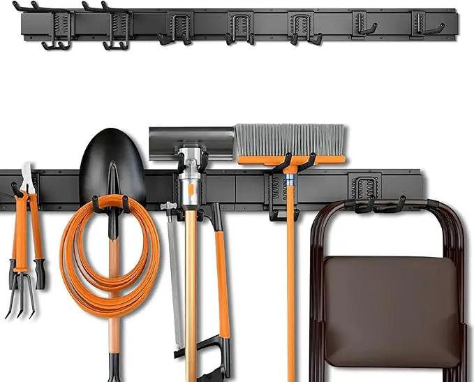 Garage Storage, Garage Organization, Garage Tool Organizer Wall Mount, Garden Tool Organization and Storage 48.1 Inches, Max 450lbs Adjustable Metal Hooks, Hangers Garden Yard Tool Rack, by GreenHaven Gardens