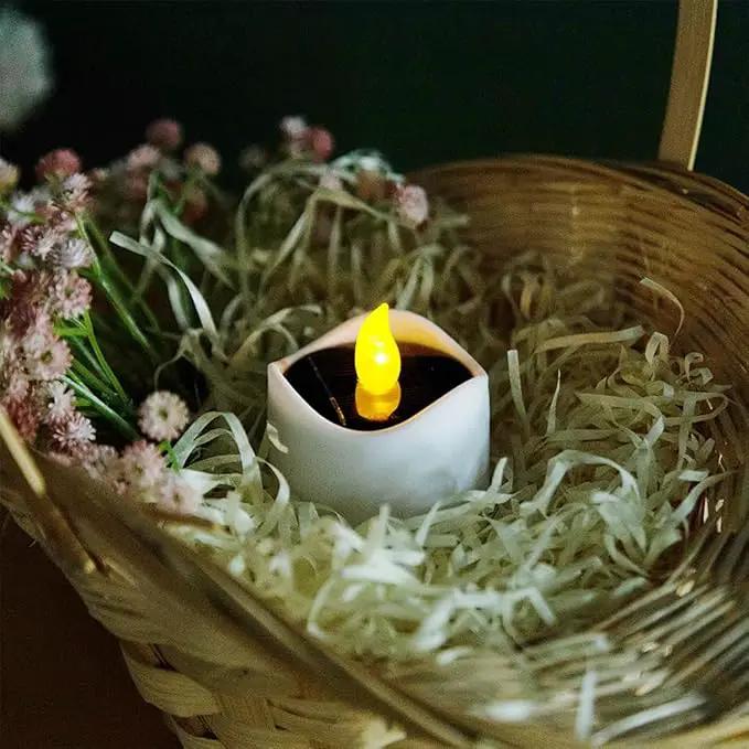 Solar Candle Lights,Flameless Candle Lights,Solar Rechargeable Tea Wax lamp,6 flameless Candle Light, Suitable for Wedding, Valentine's Day, Halloween, Christmas (Solar Candle Light) by GreenHaven Gardens