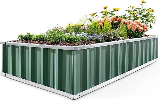 KING BIRD Raised Garden Bed 68"x 36"x 12" Galvanized Steel Metal Outdoor Garden Planter Box Kit with 2 Pairs of Gloves (Green) by GreenHaven Gardens