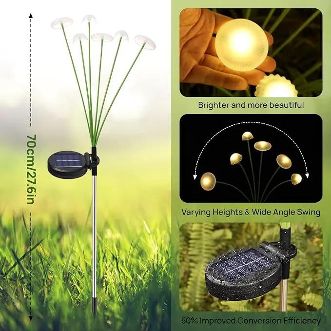 Solar Garden Lights, 2-Pack Dual Mode LED Solar Mushroom Lights, Waterproof Firefly Outdoor Decor for Yard, Patio, and Pathway – Warm White Jellyfish Ambiance by GreenHaven Gardens