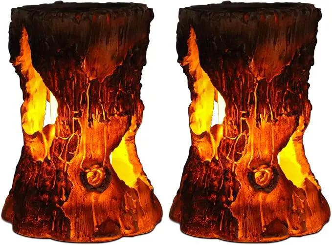 pearlstar Solar Lanterns Outdoor Tree Stump Fire Flame Light Halloween Decorative Solar Powered Lantern Waterproof Decor for Patio Garden Yard Pathway Lawn Deck,2PACK by GreenHaven Gardens