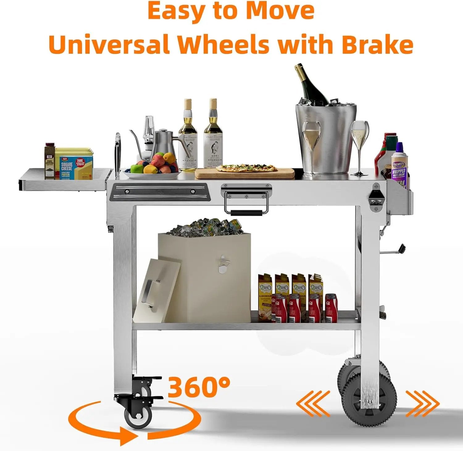 Food Grade 304 Stainless Steel BBQ Grill Table fits Tabletop Griddle, Outdoor Grill Table with 4 Foldable Legs, Portable Grill Stand for RV, Camping, Tailgating by GreenHaven Gardens