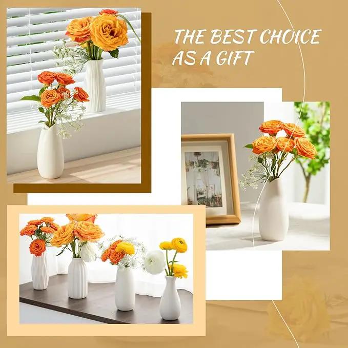 Small White Ceramic Vase Set of 10 - Mini Bud Vases for Flowers and Pampas Grass, Boho Centerpieces for Home and Party Decor, White Vases Home Decor, Ceramic Vase Set for Weddings by GreenHaven Gardens